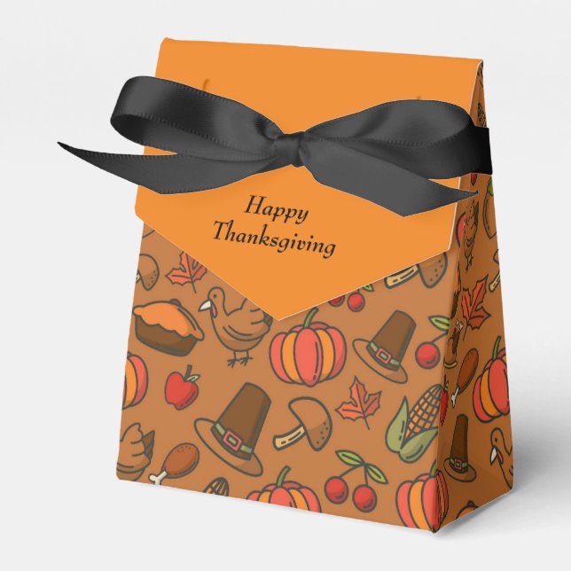 Happy Thanksgiving Editable Message Favour Box (Front Side)