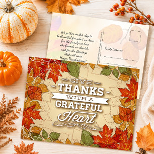Happy Thanksgiving Fall Autumn Greetings Postcard
