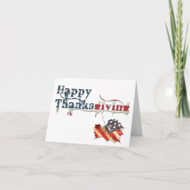 happy thanksgiving (fall flag) holiday card (Front)
