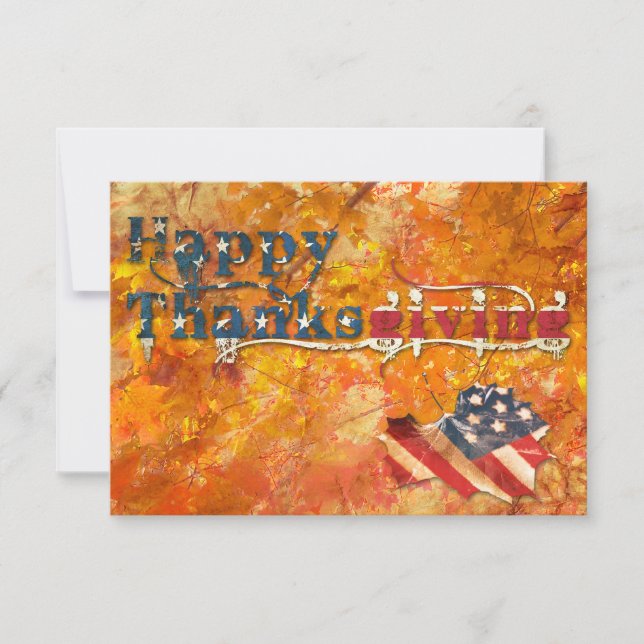 happy thanksgiving (fall flag) invitation (Front)