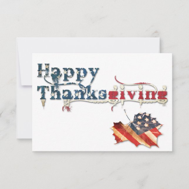 happy thanksgiving (fall flag) invitation (Front)