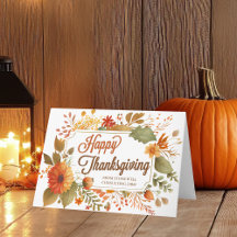 Happy Thanksgiving Fall Flowers Custom Business