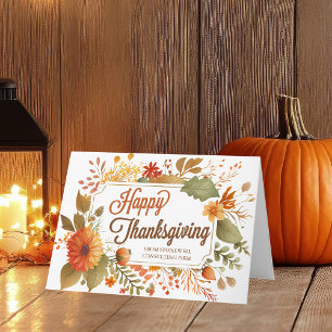 Happy Thanksgiving Fall Flowers Custom Business Card