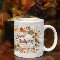 Happy Thanksgiving Fall Flowers Personalised