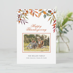 Happy Thanksgiving Fall foliage Photo card