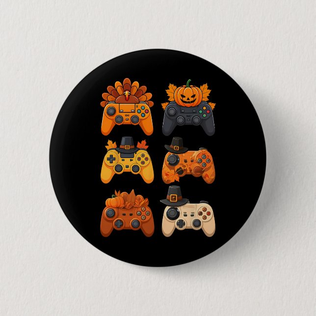 Happy Thanksgiving Fall Gaming Controllers Turkey  6 Cm Round Badge (Front)