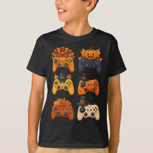 Happy Thanksgiving Fall Gaming Controllers Turkey  T-Shirt