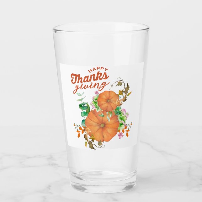 happy thanksgiving  fall glass (Front)