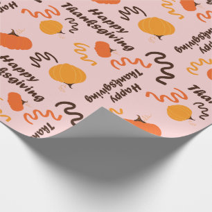 Happy Thanksgiving Fall Harvest Pumpkin Seamless Wrapping Paper