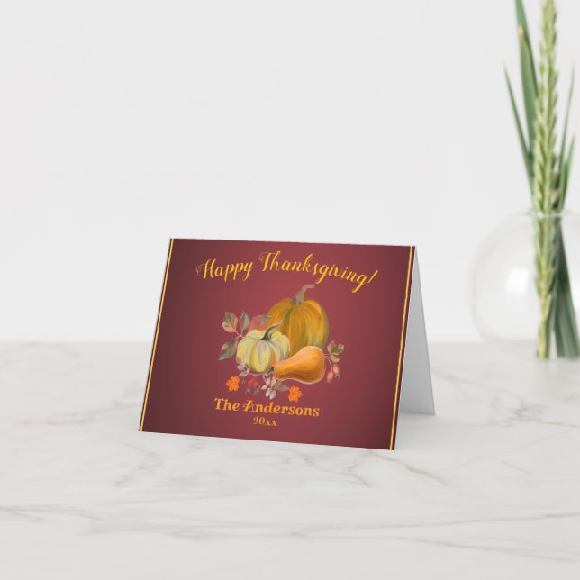 Happy Thanksgiving Fall Harvest Pumpkins Foliage  Card (Front)