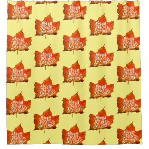 HAPPY THANKSGIVING FALL LEAVES AUTUMN LEAF SHOWER CURTAIN