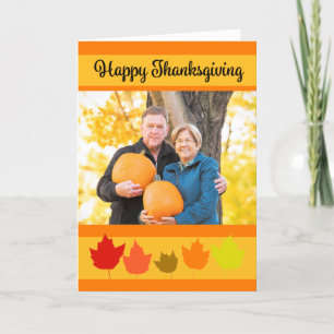Happy Thanksgiving Fall Leaves Custom Photo Frame Holiday Card