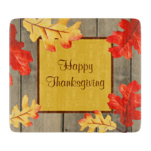 Happy Thanksgiving Fall Leaves Cutting Board