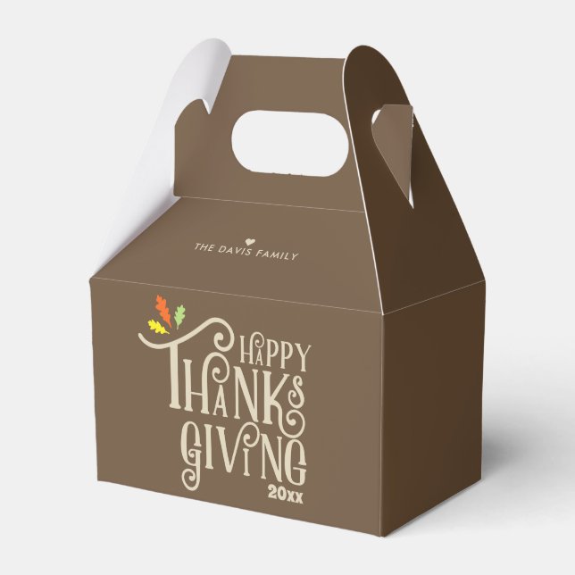 Happy Thanksgiving | Fall Leaves Favour Box (Front Side)