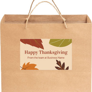 Happy Thanksgiving Fall Leaves From Business Name Rectangular Sticker
