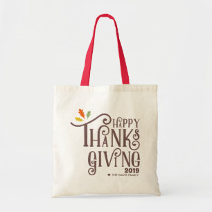 Happy Thanksgiving Fall Leaves Tote Bag