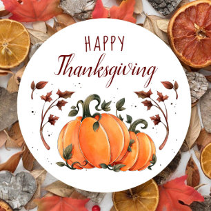 Happy Thanksgiving Fall Modern Round Sticker