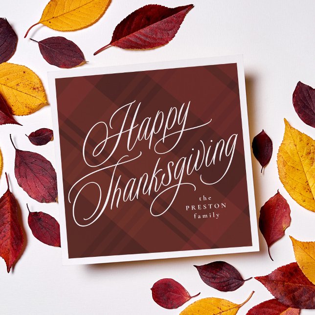 Happy Thanksgiving fall plaid Napkin (Creator Uploaded)