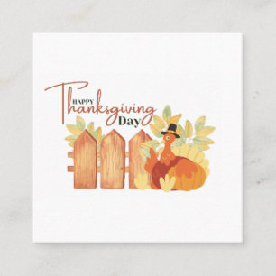 happy thanksgiving fall square business card