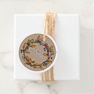 Happy Thanksgiving Fall Wreath Theme Favour Tags