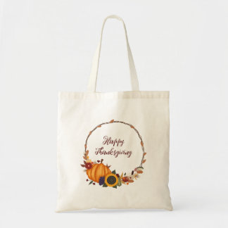 Happy Thanksgiving Fall Wreath Tote Bag