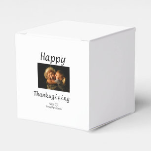 Happy Thanksgiving family name photo black simple Favour Box