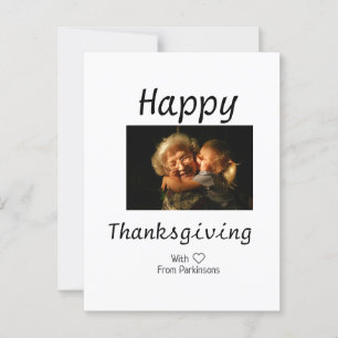 Happy Thanksgiving family name photo black simple Postcard