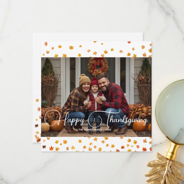 Happy Thanksgiving| family thanksgiving photo card (Front/Back In Situ)