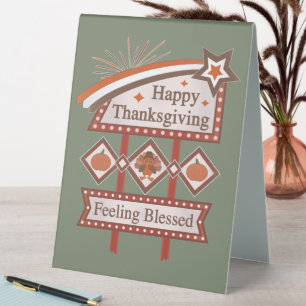 Happy Thanksgiving Feeling Blessed Retro Sign