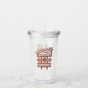 Happy Thanksgiving Feeling Blessed Retro Sign Acrylic Tumbler