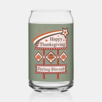 Happy Thanksgiving Feeling Blessed Retro Sign