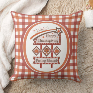 Happy Thanksgiving Feeling Blessed Retro Sign Cushion