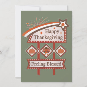 Happy Thanksgiving Feeling Blessed Retro Sign Invitation