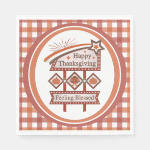 Happy Thanksgiving Feeling Blessed Retro Sign Napkin