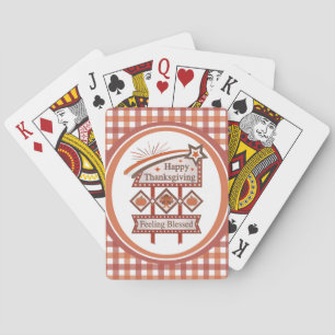 Happy Thanksgiving Feeling Blessed Retro Sign Playing Cards