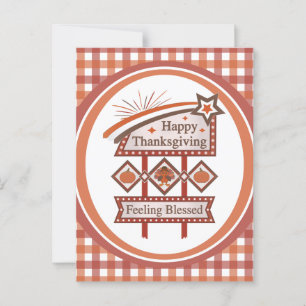 Happy Thanksgiving Feeling Blessed Retro Sign Postcard