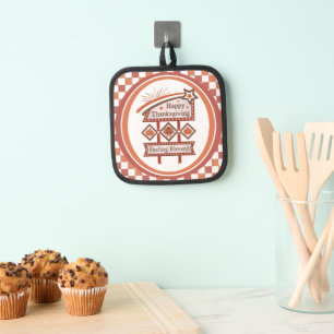 Happy Thanksgiving Feeling Blessed Retro Sign Pot Holder