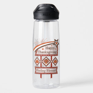 Happy Thanksgiving Feeling Blessed Retro Sign Water Bottle