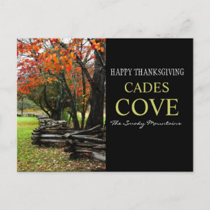 Happy Thanksgiving - Fence Row - Autumn Cades Cove Holiday Postcard