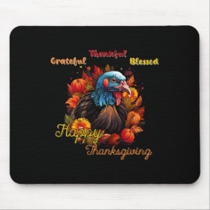 Happy Thanksgiving Festive Feast Turkey Design Tee Mouse Pad