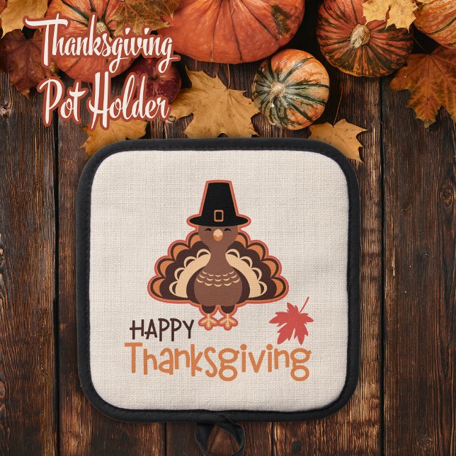 Happy Thanksgiving Festive Pilgrim Turkey Pot Holder (Happy Thanksgiving Festive Pilgrim Turkey Pot Holder)