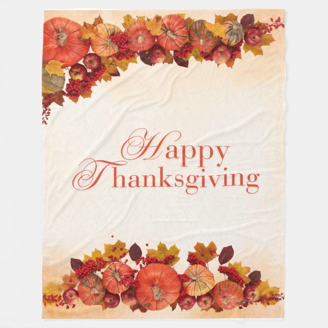 Happy Thanksgiving Fleece Blanket (Front)