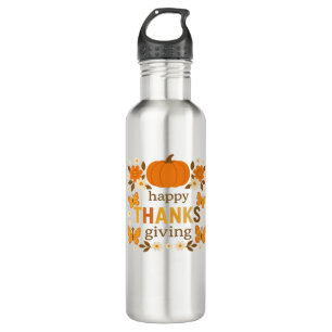 Happy Thanksgiving Floral Pumpkin Classic T-Shirt 710 Ml Water Bottle