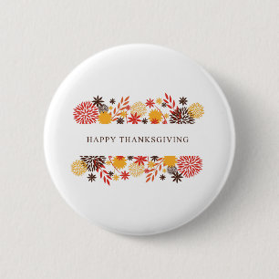 Happy Thanksgiving Flower Design 6 Cm Round Badge