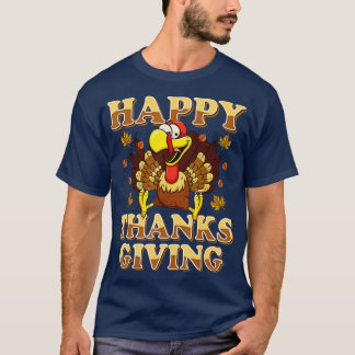 Happy Thanksgiving  For Boys Girls Kids Turkey Day T-Shirt