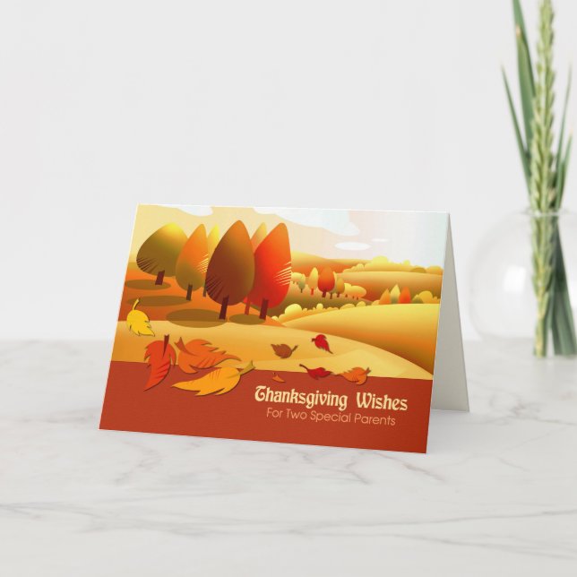Happy Thanksgiving for Parents. Autumn Scenery Holiday Card (Front)