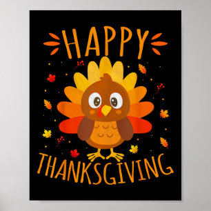 Happy Thanksgiving For Turkey Day Family Dinner Poster