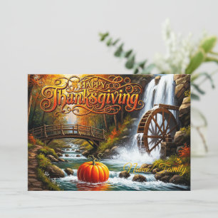 Happy Thanksgiving Forest Scene Card
