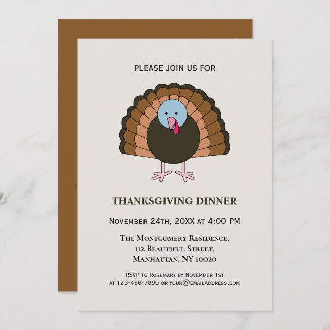 Happy Thanksgiving Friendsgiving Grateful Blessed Invitation (Front/Back)