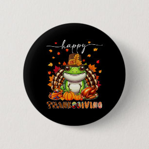 Happy Thanksgiving Frog Costume Turkey Fall Leaves 6 Cm Round Badge